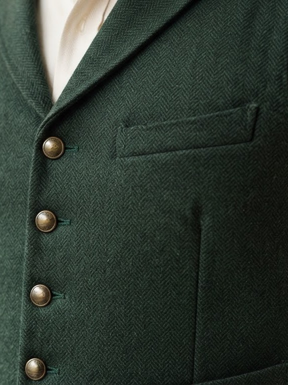 Herringbone Waistcoat — Forest Green